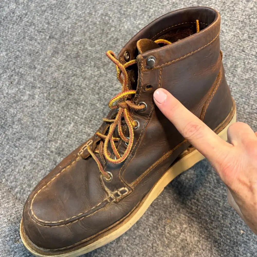 Danner Brown Leather Hiking Work Boots Vibram Sole Men's 10 Flaw / Missing Hook
